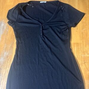 Heart Hips black Fitted Buttoned Short Sleeve dress